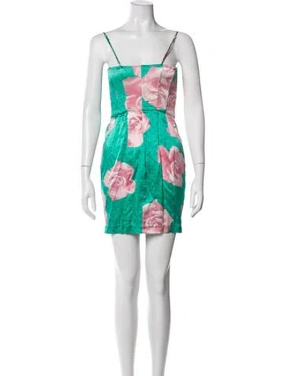 Pre-owned Fleur Du Mal Silk Mini Dress In Green/pink