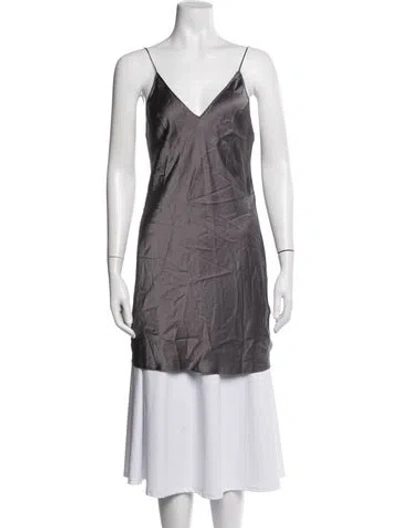 Pre-owned Fleur Du Mal Silk Mini Dress In Grey