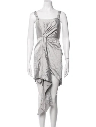 Pre-owned Fleur Du Mal Silk Mini Dress In Grey