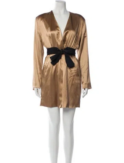 Pre-owned Fleur Du Mal Silk Mini Dress In Neutral