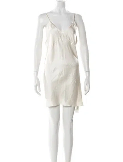 Pre-owned Fleur Du Mal Silk Mini Dress In Neutral