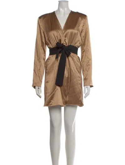 Pre-owned Fleur Du Mal Silk Mini Dress In Neutral