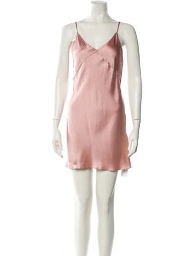 Pre-owned Fleur Du Mal Silk Mini Dress In Pink