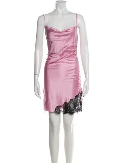 Pre-owned Fleur Du Mal Silk Mini Dress In Pink