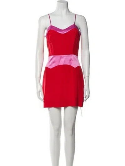 Pre-owned Fleur Du Mal Silk Mini Dress In Red