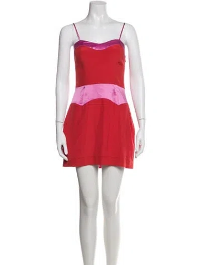 Pre-owned Fleur Du Mal Silk Mini Dress In Red