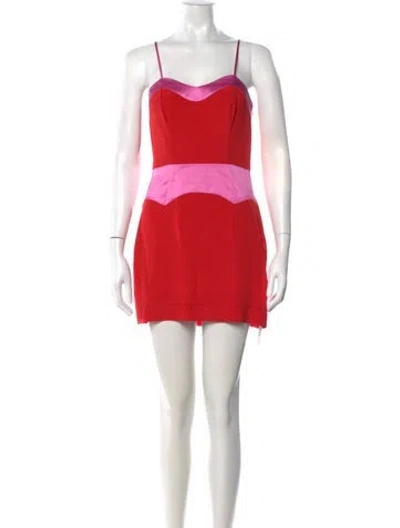 Pre-owned Fleur Du Mal Silk Mini Dress In Red