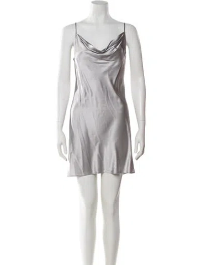 Pre-owned Fleur Du Mal Silk Mini Dress In Silver