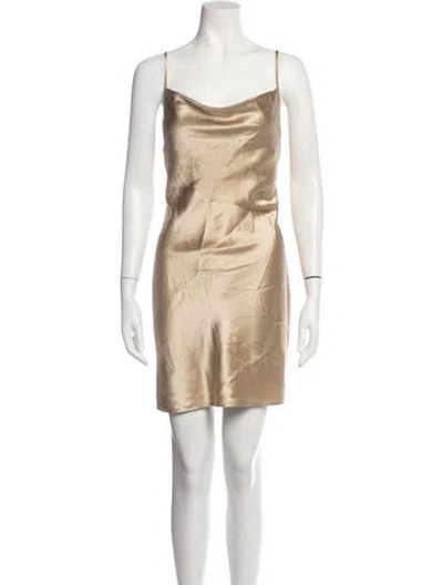 Pre-owned Fleur Du Mal Silk Mini Dress W/ Tags In Gold/metallic