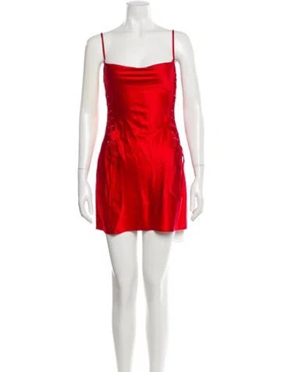 Pre-owned Fleur Du Mal Silk Mini Dress W/ Tags In Red