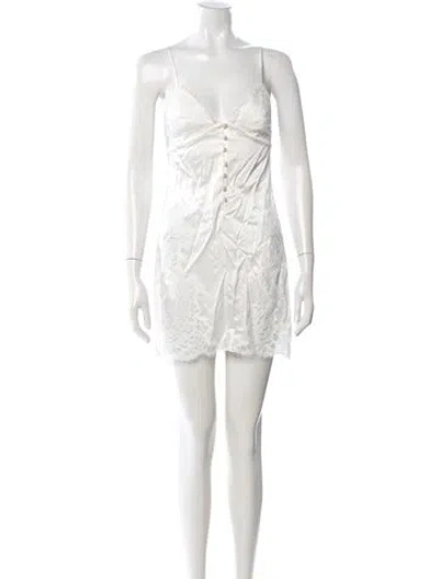 Pre-owned Fleur Du Mal Silk Mini Dress W/ Tags In White