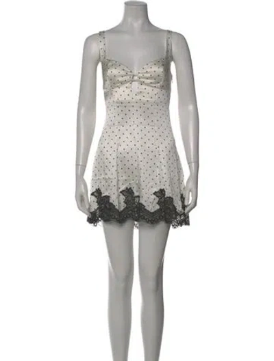 Pre-owned Fleur Du Mal Silk Mini Dress In White