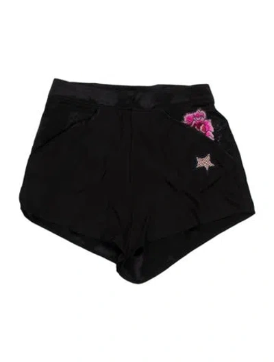 Pre-owned Fleur Du Mal Silk Mini Shorts In Black