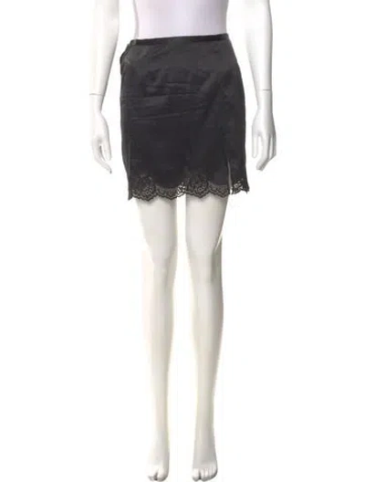 Pre-owned Fleur Du Mal Silk Mini Skirt In Black