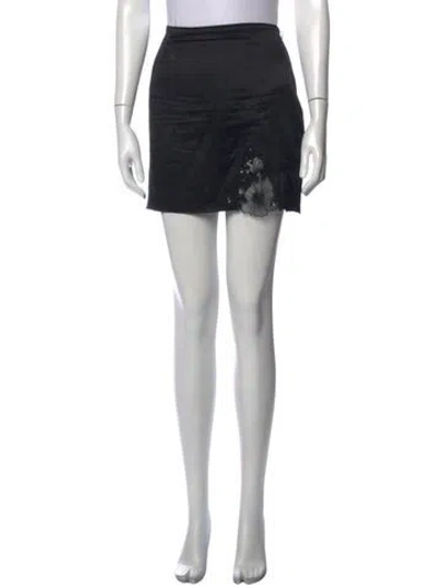 Pre-owned Fleur Du Mal Silk Mini Skirt In Black