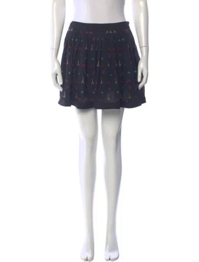 Pre-owned Fleur Du Mal Silk Mini Skirt In Blue