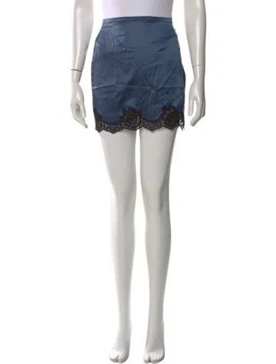 Pre-owned Fleur Du Mal Silk Mini Skirt In Blue