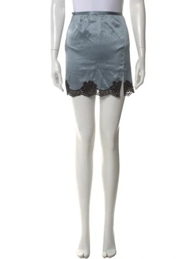 Pre-owned Fleur Du Mal Silk Mini Skirt In Blue