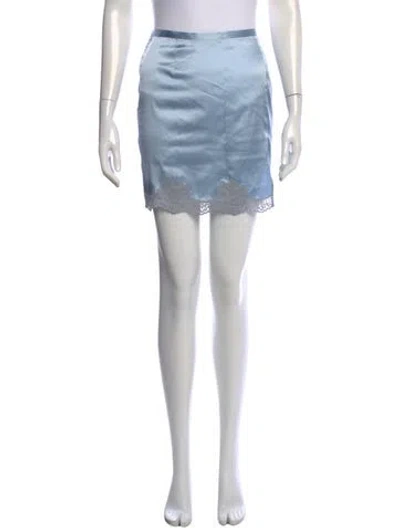 Pre-owned Fleur Du Mal Silk Mini Skirt In Blue