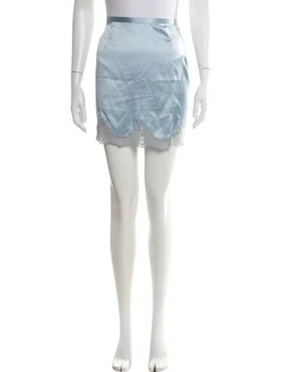 Pre-owned Fleur Du Mal Silk Mini Skirt In Blue