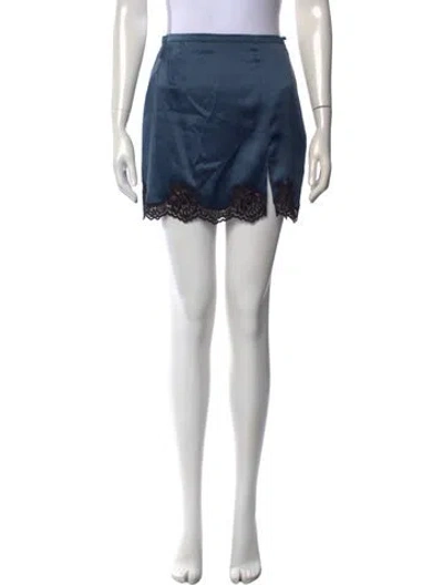 Pre-owned Fleur Du Mal Silk Mini Skirt In Blue