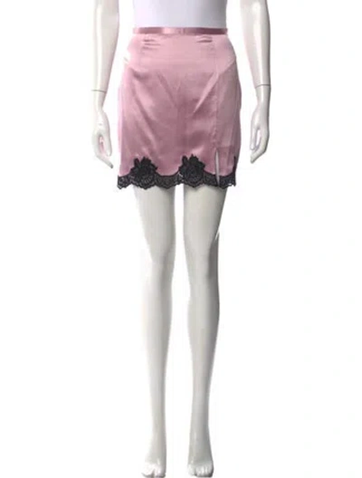 Pre-owned Fleur Du Mal Silk Mini Skirt In Pink