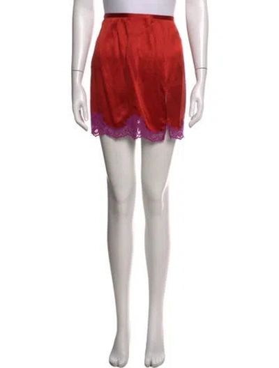Pre-owned Fleur Du Mal Silk Mini Skirt In Red