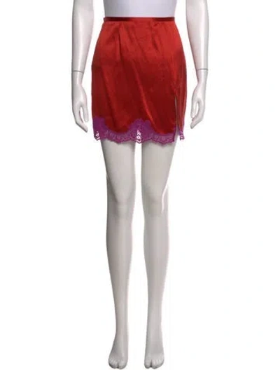 Pre-owned Fleur Du Mal Silk Mini Skirt In Red