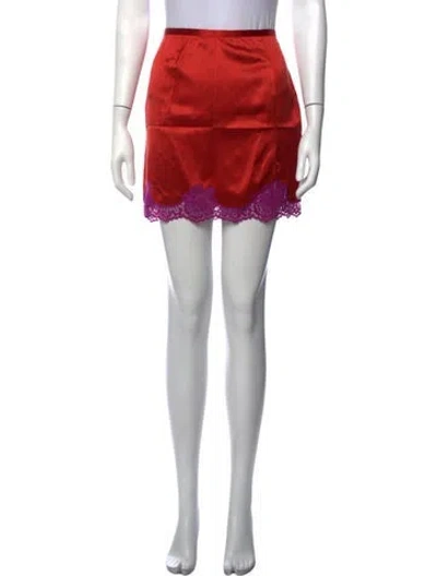 Pre-owned Fleur Du Mal Silk Mini Skirt In Red