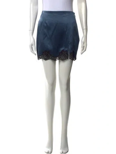 Pre-owned Fleur Du Mal Silk Mini Skirt W/ Tags In Blue
