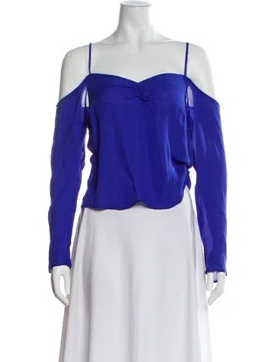 Pre-owned Fleur Du Mal Silk Off-the-shoulder Top W/ Tags In Blue