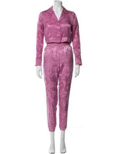 Pre-owned Fleur Du Mal Silk Paisley Print Pant Set In Pink