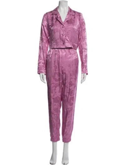 Pre-owned Fleur Du Mal Silk Paisley Print Pantsuit In Pink