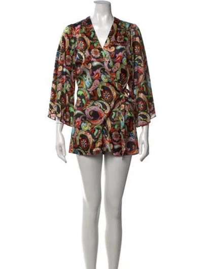 Pre-owned Fleur Du Mal Silk Paisley Print Romper W/ Tags In Black