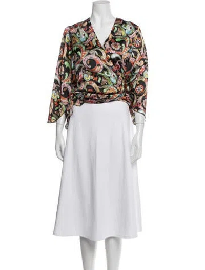 Pre-owned Fleur Du Mal Silk Paisley Print Top In White