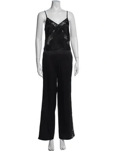 Pre-owned Fleur Du Mal Silk Pant Set In Black