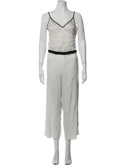 Pre-owned Fleur Du Mal Silk Pant Set In Neutrals