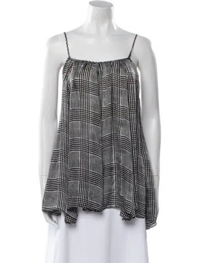 Pre-owned Fleur Du Mal Silk Plaid Print Top In Black