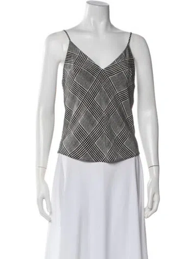 Pre-owned Fleur Du Mal Silk Plaid Print Top In Purple