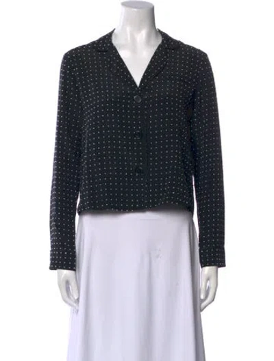 Pre-owned Fleur Du Mal Silk Polka Dot Print Crop Top In Black