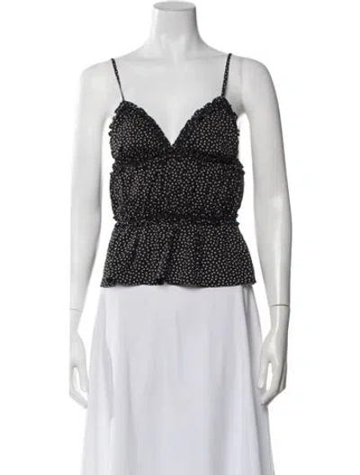 Pre-owned Fleur Du Mal Silk Polka Dot Print Crop Top In Black