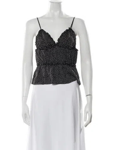 Pre-owned Fleur Du Mal Silk Polka Dot Print Top In Black/white
