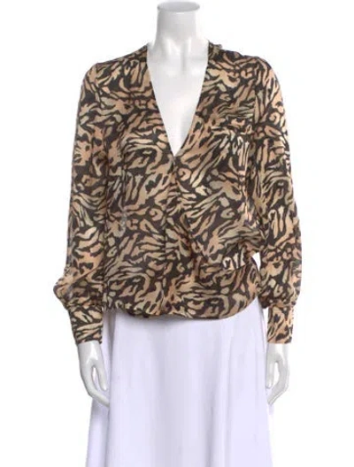 Pre-owned Fleur Du Mal Silk Printed Blouse In Black