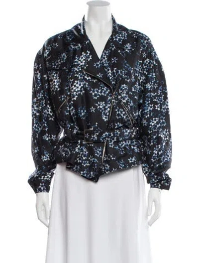 Pre-owned Fleur Du Mal Silk Printed Evening Jacket In Black