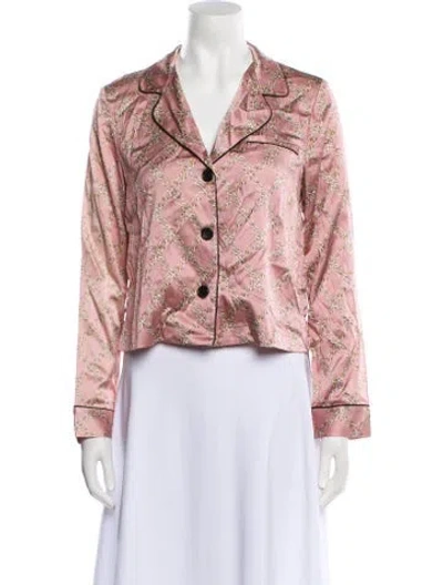 Pre-owned Fleur Du Mal Silk Printed Pajamas In Pink