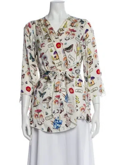 Pre-owned Fleur Du Mal Silk Printed Robe In Neutral