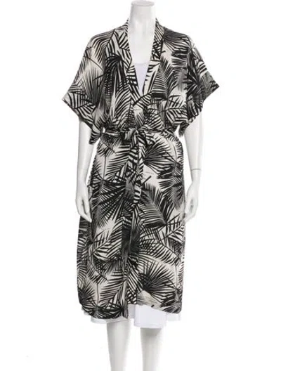 Pre-owned Fleur Du Mal Silk Printed Robe In White