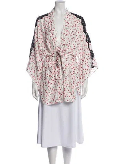 Pre-owned Fleur Du Mal Silk Printed Robe In White
