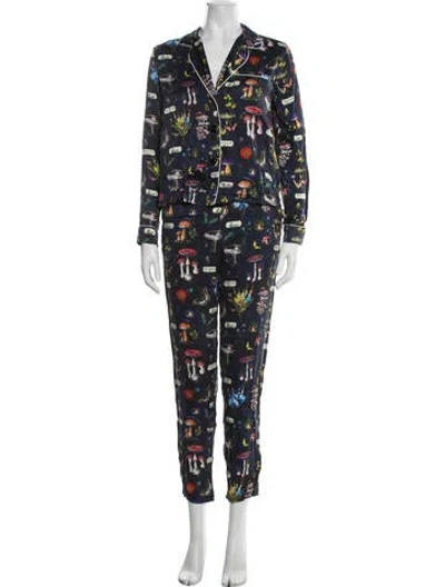 Pre-owned Fleur Du Mal Silk Printed Set In Blue