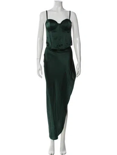 Pre-owned Fleur Du Mal Silk Printed Skirt Set In Green